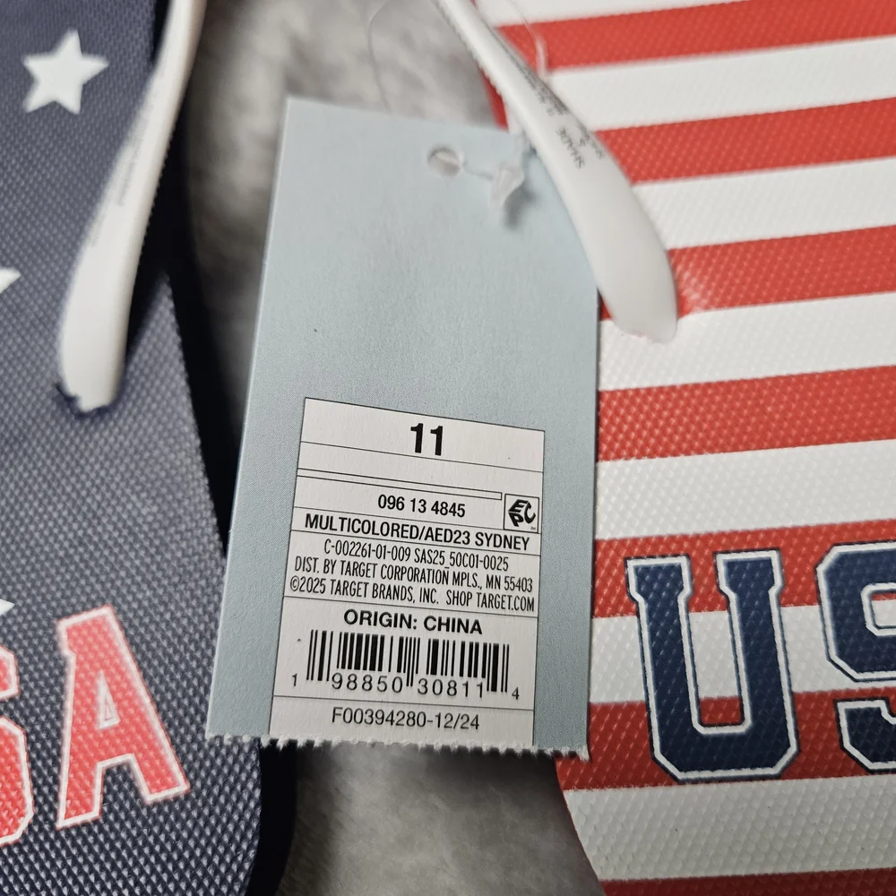 Shade & Shore USA Flip Flops Women’s 11 Patriotic NWT